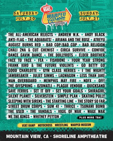 warped tour reveals 25th anniversary lineup a day to remember