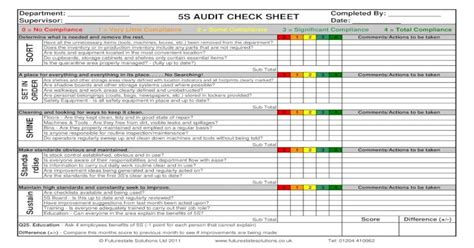 Free 5s Audit Check Sheet Template Pdf