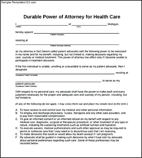 durable medical power  attorney form arizona universal network