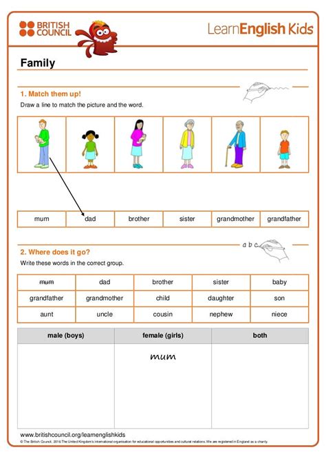 family interactive worksheet family worksheets    family