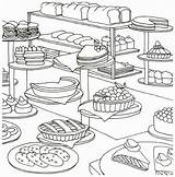 Colorir Baker Gastronomie Colouring Merendeira Counter Folhas Coloração Alimentação Dover Lim Imagens sketch template