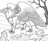 Coloring Pages Griffin Gryphon Animals Fantastic Printable Coloriage Animaux Fantastiques Animal Fantasy Griffon Colouring Adults Color Adult Therapy Life Getcolorings sketch template