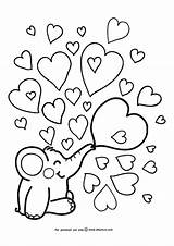 Coloring Pages Heart Elephant Boyfriend Valentine Printable Hearts Baby Color Ipad Easy Valentines Preschoolers Oksancia Kids Cute Simple Print Rondy sketch template