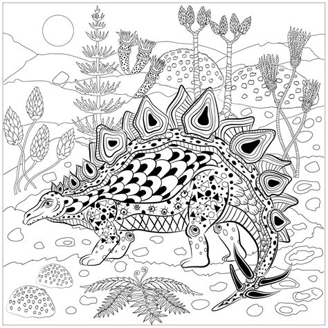 stegosaurus  nature dinosaurs adult coloring pages