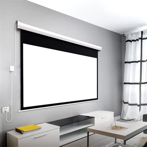 fengmi electric motorized projector screen coated white plastic   inches support