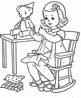 Coloring Pages Sewing Colouring Vintage Girls Girl Little Books Embroidery Kids Patterns Dolls Printable sketch template
