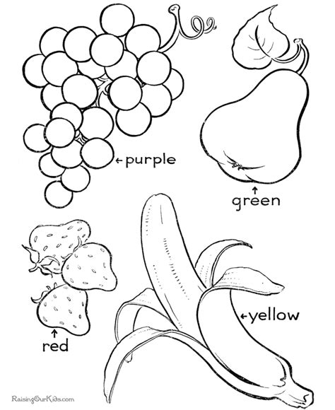 fruit worksheet colouring pages