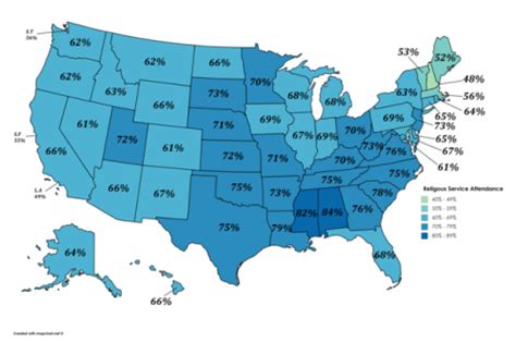 percent  americans  attend religious maps   web