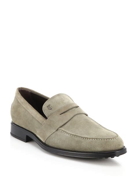 lyst tods suede penny loafers  natural  men