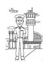 Coloring Professions Occupation Pilot Airport sketch template