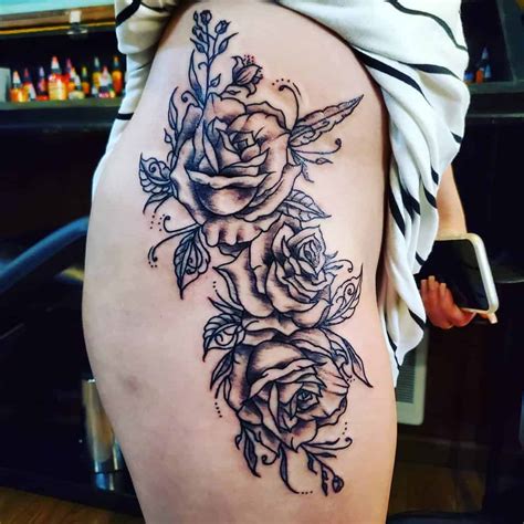 rose vine tattoo designs   leg