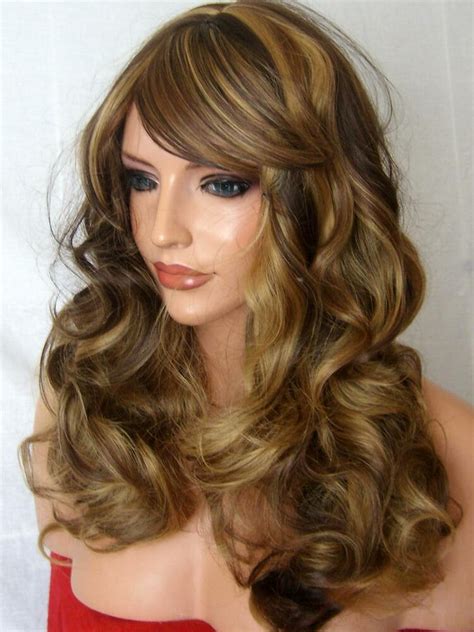 wig curly long full women fashion natural brown mix ladies cosplay wig uk b25 ebay