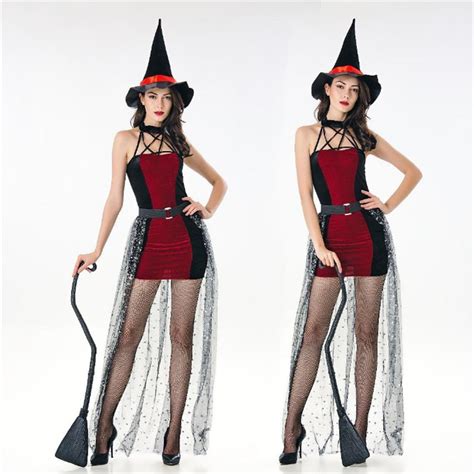 high quality sexy red witch costumes halloween for women 2018 new adult