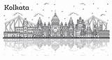 Kolkata Reflections Cityscape sketch template