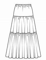Skirt Tiered Maxi Gathered Burdastyle Burda Peasant sketch template
