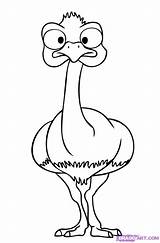 Draw Ostrich Cartoon Animals Easy Coloring Drawing Drawings Step Baby Emu Animal Line Simple Clipart Face Cute Ostriches Head Kids sketch template