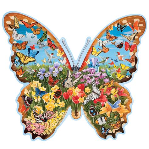 hidden butterfly meadow  piece shaped jigsaw puzzle bits  pieces