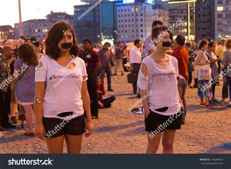 Istanbul June 19 Girls Make Silent Protest In Taksim On