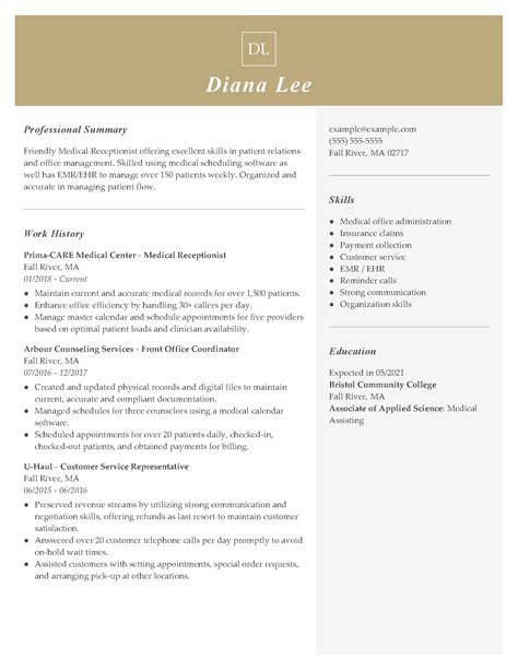 medical receptionist resume examples healthcare support