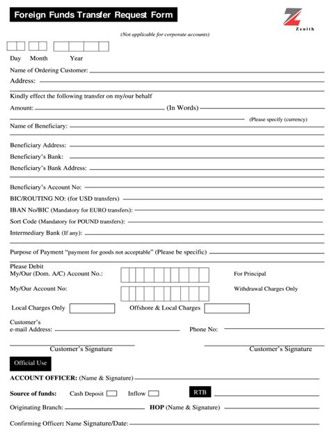 Zenith Individual Foreign Funds Transfer Request Form Dochub