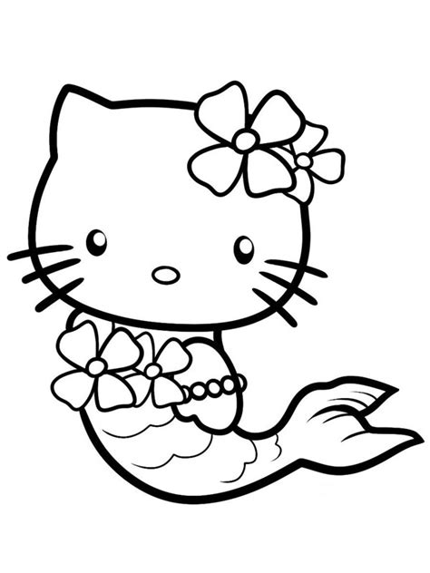 colouring page  kitty mermaid coloringpageca