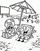 Coloring Spongebob Sandy Pages Beach Popular Library Clipart sketch template