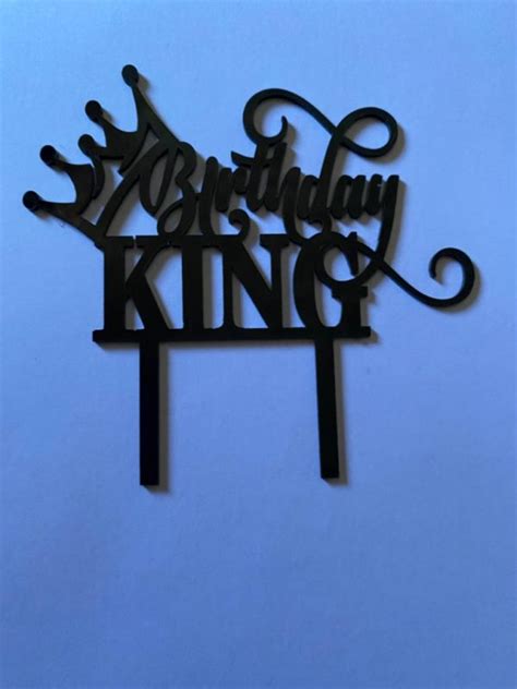 acrylic black birthday king cake topper  monita store
