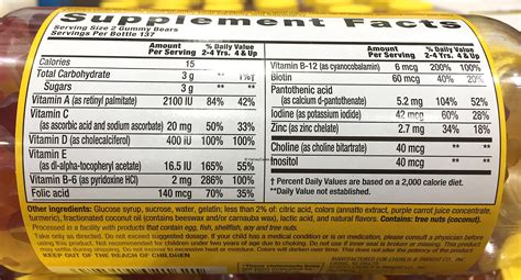 lil critters complete multivitamin gummy vites complete supplement facts  ingredients list
