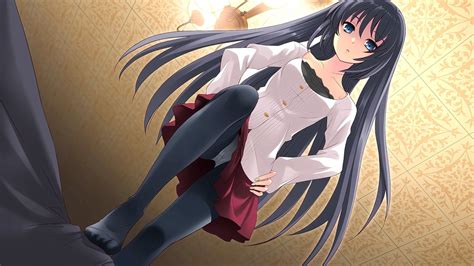 hình nền tóc dài anime cô gái pantyhose tóc đen cuốn tiểu thuyết