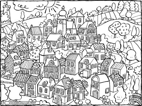 village coloring page images