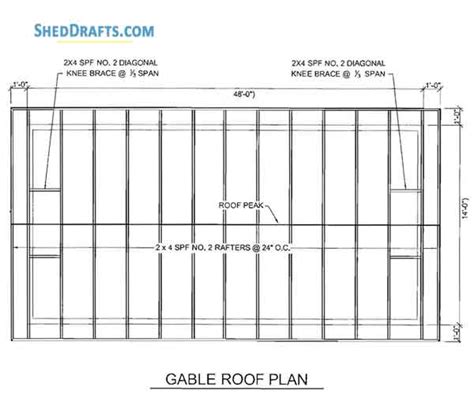 14×48 Gable Storage Shed Plans Blueprints For Constructing