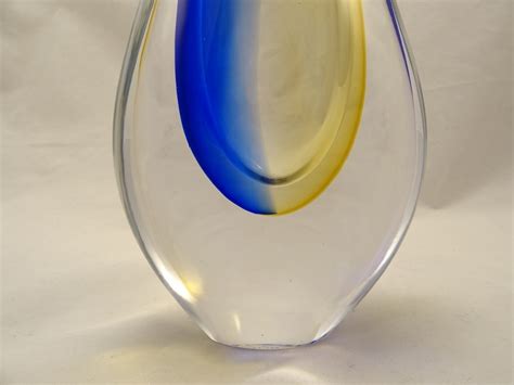 Murano Glass Vase Cobalt Blue Amber Murano Glass