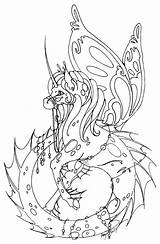 Hippocampus Mythical Evil Inked sketch template