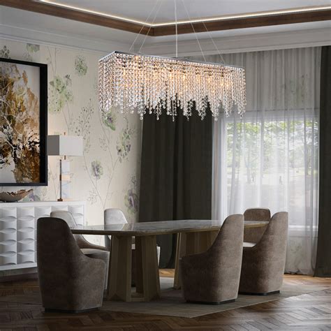 dining room rectangular crystal chandelier  linear design sofary