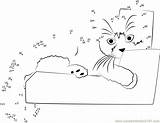 Dot Cat Coloring Dots Connect Pages Popular Cats Worksheet sketch template