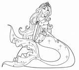 Coloring Mermaid Pages Barbie Printable Comments sketch template