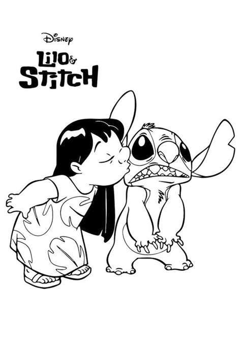 lilo  stitch coloring pages lilo kissing stitch