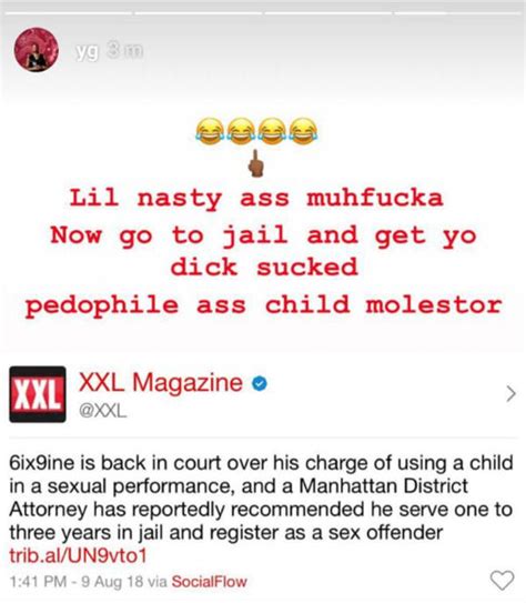 yg responds after discovering tekashi 6ix9ine may face years in prison