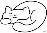 Cat Sleeping Coloring Pages Drawing Printable Cats Doodle Sketch sketch template
