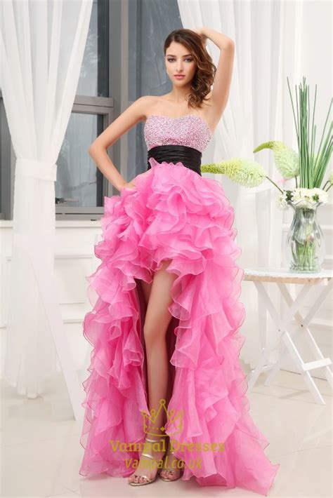 pink high low prom dress high low dresses for pageants vampal dresses