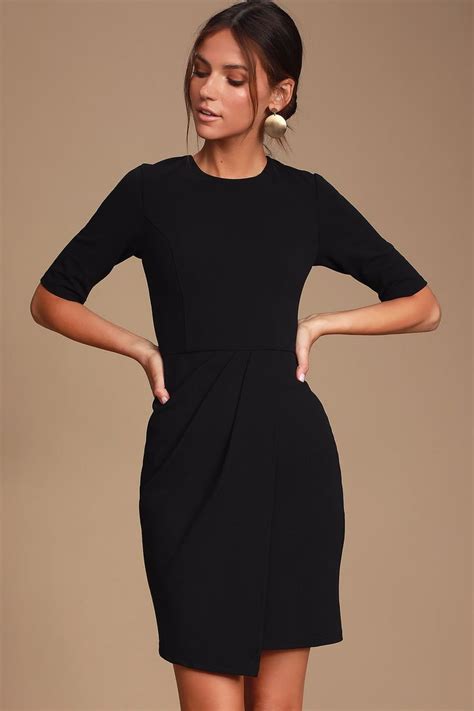 Westwood Black Half Sleeve Sheath Dress Black Dresses Classy Chic