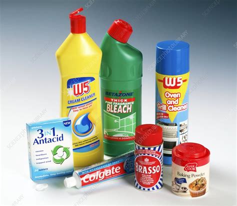 alkaline household products stock image  science photo
