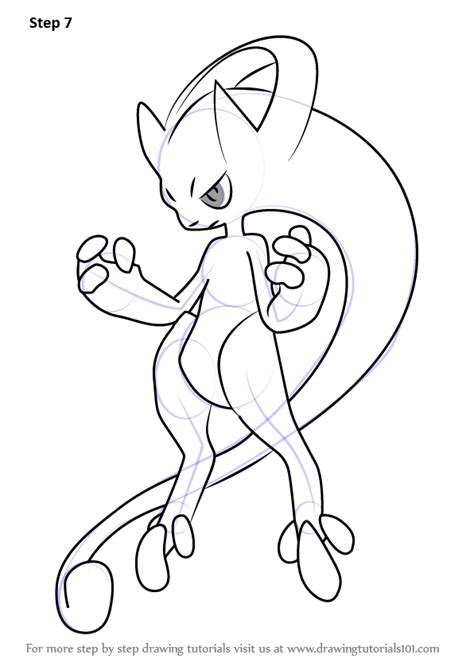 Step By Step How To Draw Mega Mewtwo Y From Pokemon
