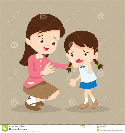 teacher comforting crying girl stock vector illustration of comfort console 92011203