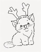Christmas Cat Coloring Pages Cats Kitty Sliekje Color Stamps Drawing Reindeer Colouring Printable Digi Kids Well Great Getdrawings Print Digital sketch template