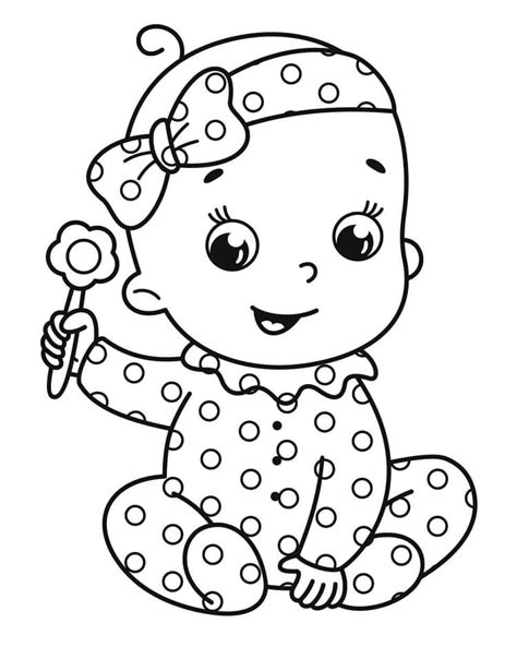 baby girl smiles coloring page  printable coloring pages  kids