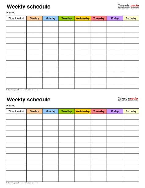 printable weekly schedules  shown
