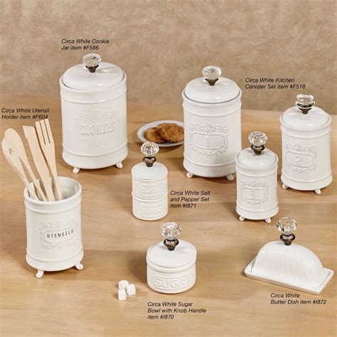 circa white ceramic kitchen canister set   kitchen canisters