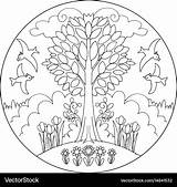 Mandala Spring Tree Vectorstock Vector Mandalas Royalty sketch template