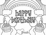 Birthday Happy Coloring Pages Rainbows Sunshine Per P330 sketch template